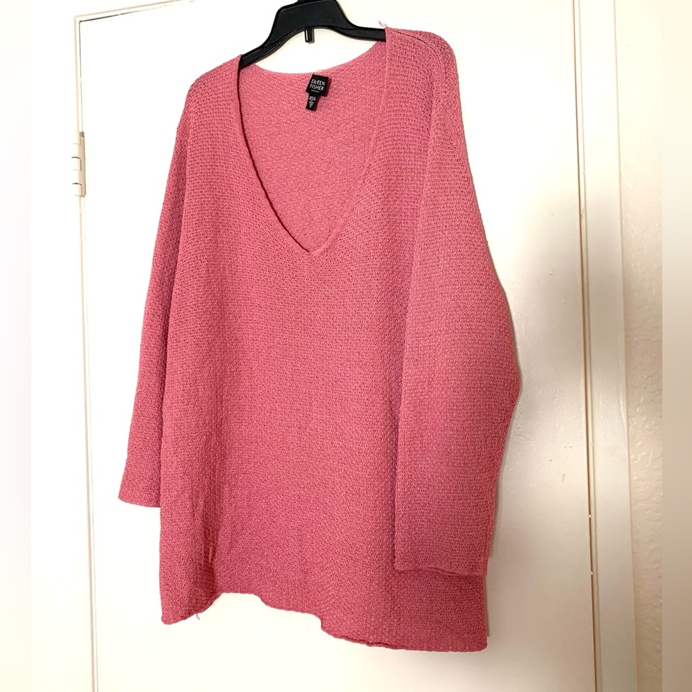 Eileen Fisher Pink V-Neck Sweater